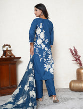Lapis blue cotton kurta set